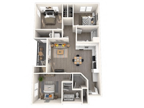 Floor plan for 3 beds, 2 baths, 1194 sqft